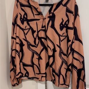 SHEIN Peach and Black Abstract Blouse